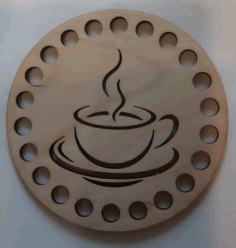Wooden Engraved Coffee Coaster For Laser Cut Free Vector File