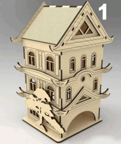Wooden House 3d Model For Laser Cut Free Vector File