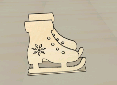 Wooden Ice Skating Boot Napkin Holder Christmas Tree Ornaments Laser Cut Free DXF File