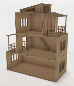 Wooden Modern Dollhouse 3mm For Laser Cut Free Vector File