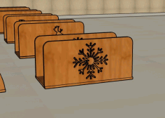 Wooden Napkin Holder Christmas Tree Ornaments Snowflaks Laser Cut Free DXF File