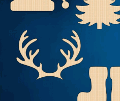 Wooden Reindeer Antlers Cutout Wood Reindeer Antlers Shape Laser Cut Free Vector File