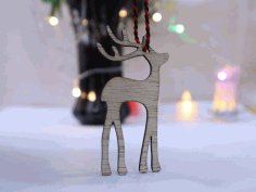 Wooden Reindeer Christmas Tree Ornament Laser Cut Free Vector File