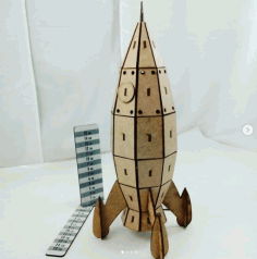 Wooden Rocket Spaceship Toy 3mm Laser Cut Free Vector File