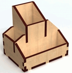 Wooden Simple Pen Holder Storage Box 6mm For Laser Cut Free Vector File