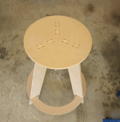 Wooden Stool With Round Seat For Laser Cut Free DXF File