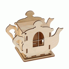 Wooden Teapot Shaped Tea House Tea Bag Dispenser For Laser Cut Free Vector File