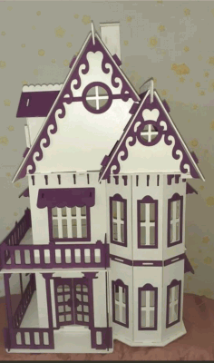 Wooden Toy Villa Doll House Free Vector File, Free Vectors File