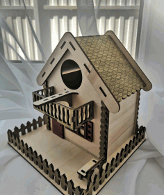 Wooden Unique Decorative Bird House Pet Nest For Laser Cut Free Vector File