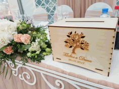Wooden Wedding Boxes With Slot On Top Money Card Storage For Laser Cut Free Vector File