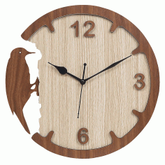 Woodpecker Style Wall Clock Modern Design Decorative Clock For Laser Cut Free Vector File