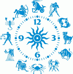 Zodiac Sign Clock For Laser Cut Free Vector File