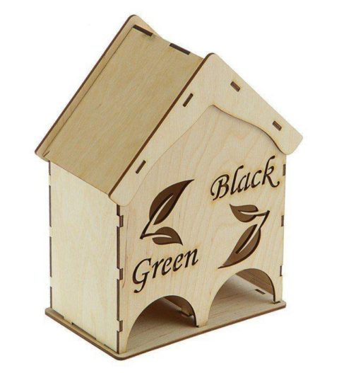 2 In 1 Tea House Tea Bag Dispenser For Laser Cut Free Vector File