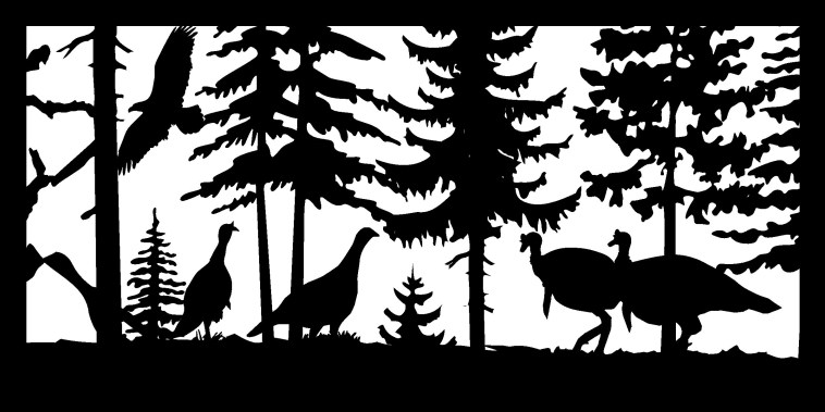 24 X 48 Four Turkeys And An Eagle Plasma Art Free DXF File