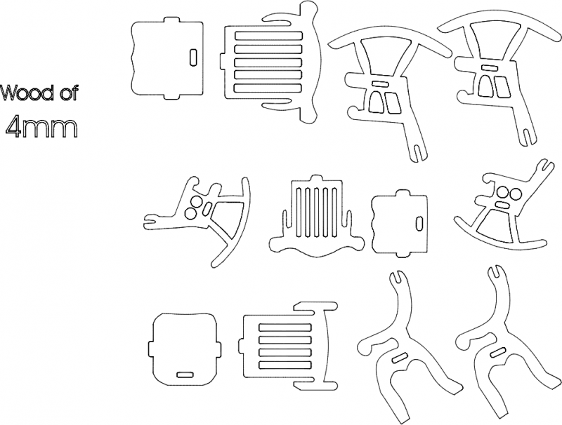 3 Chairs 4mm 3d Puzzle Free DXF File