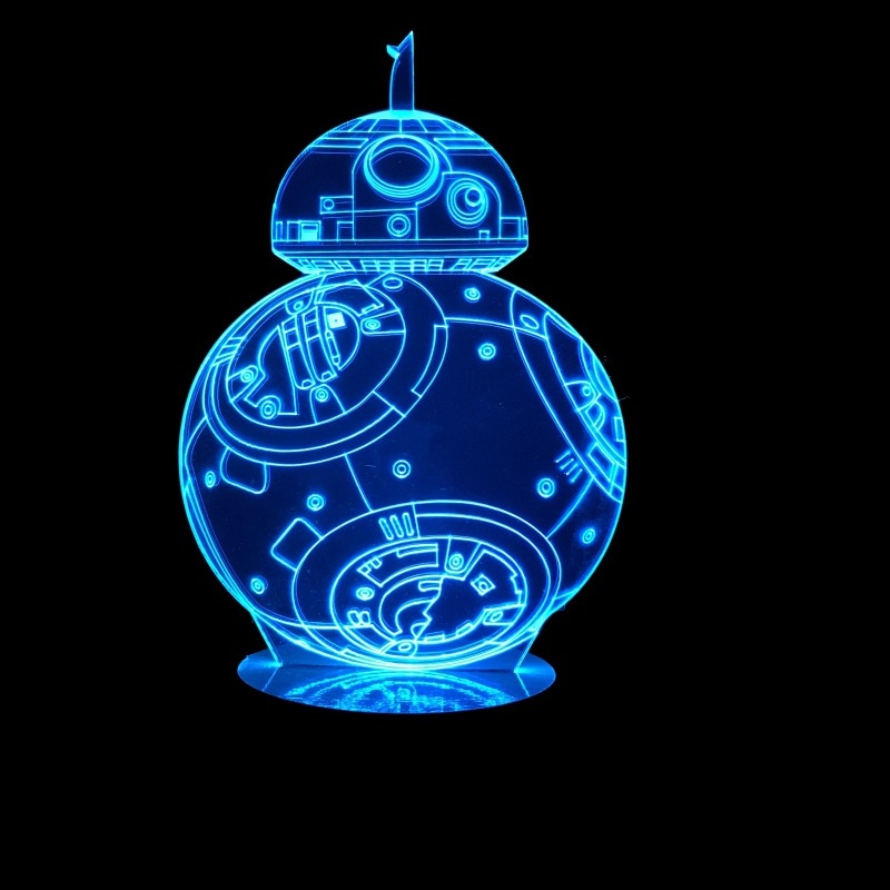 3d Hologram bb8 Robot Led Lamp Template Free Vector File