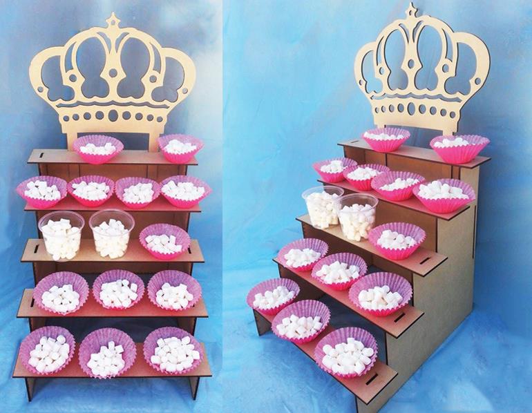 5 Tier Display Shelf With Crown 3d Puzzle Free Vector File