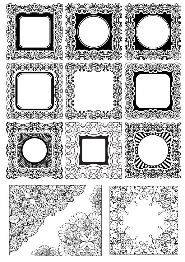 Abstract Ornamental Floral Borders For Laser Cut Free Vector File