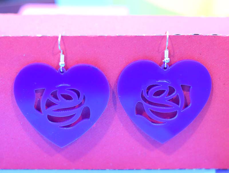 Acrylic Earring Heart Earring Template Laser Cut Free DXF File