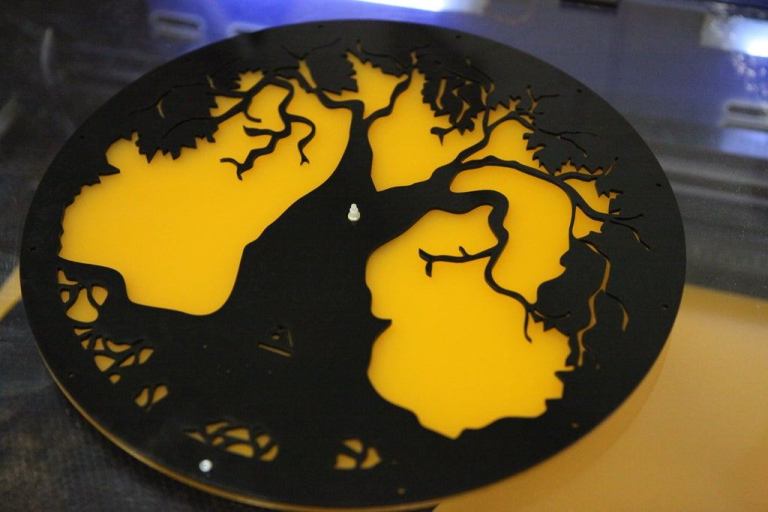 Acrylic Tree Design Wall Clock For Laser Cut Free Vector File