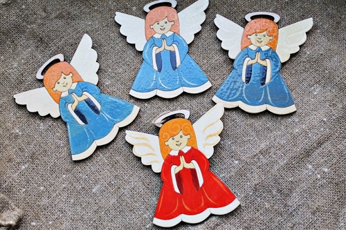 Angels Christmas Decoration Wood Cutout Laser Cut Free Vector File