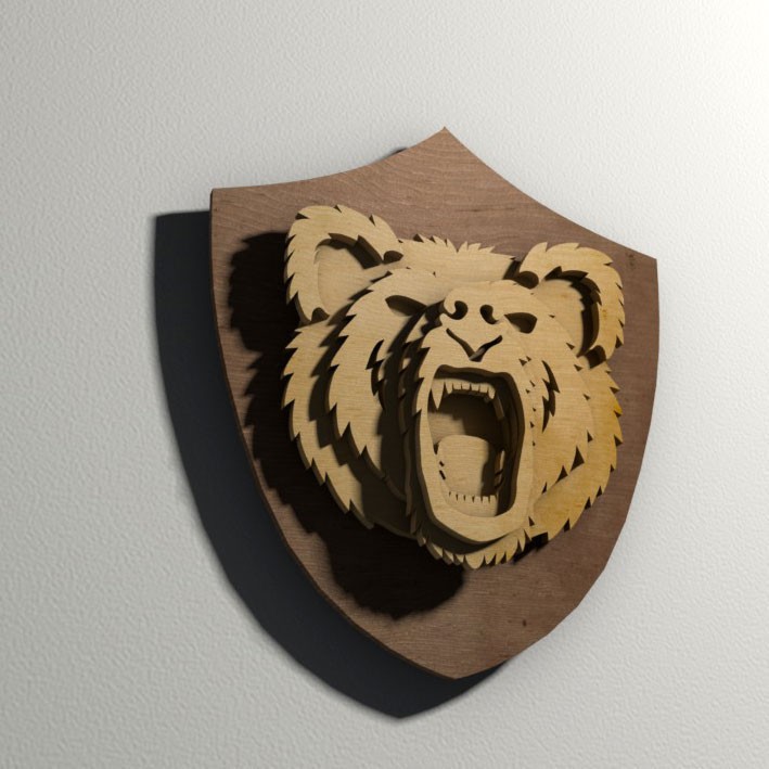 Angry Bear Head Free DXF File