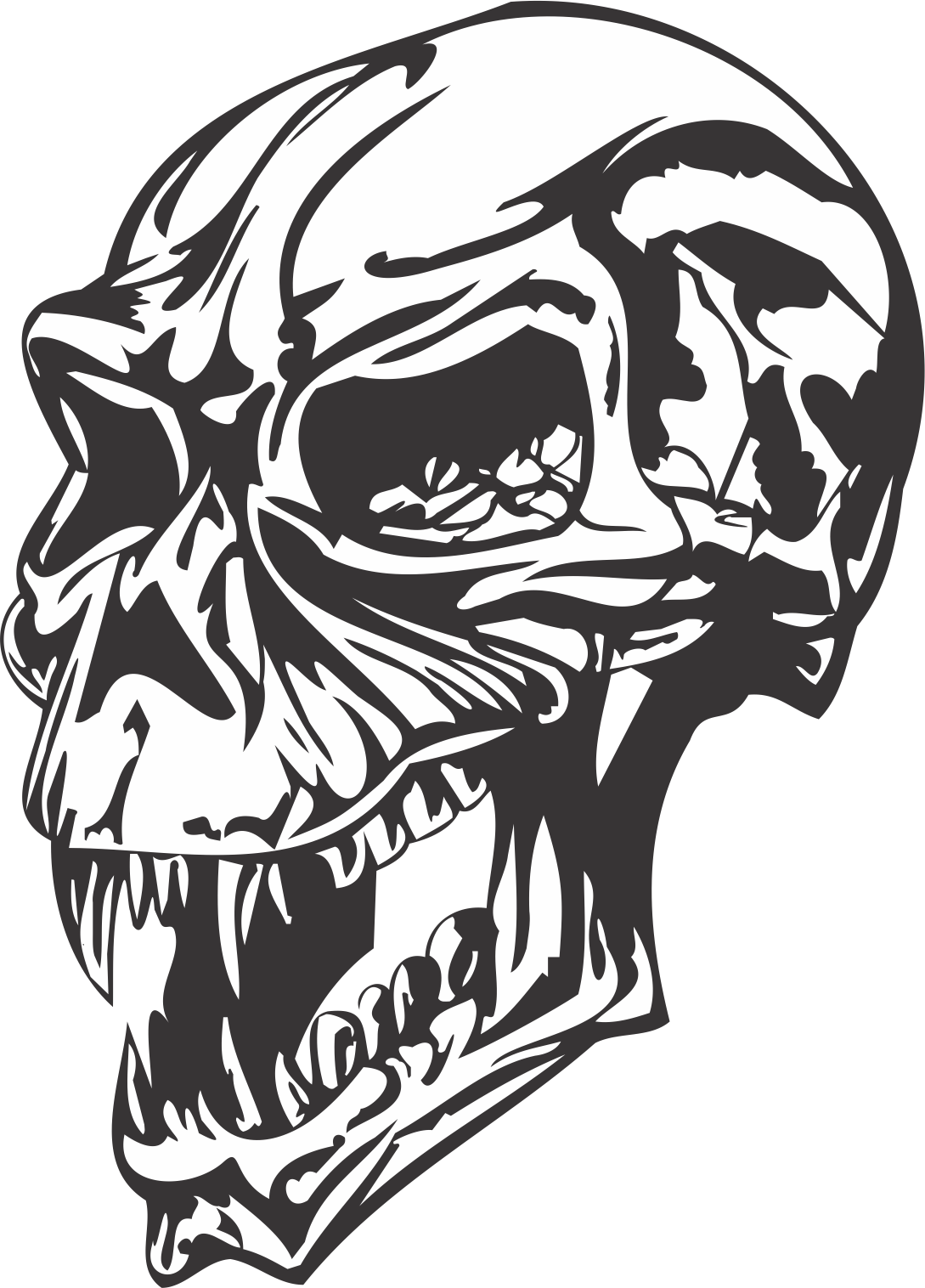 Angry Skull Free DXF File