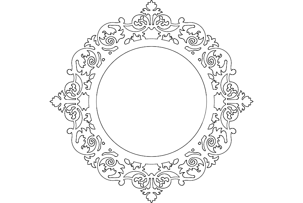 Ayna Mirror Frame Round Free DXF File Free Download - DXF Patterns
