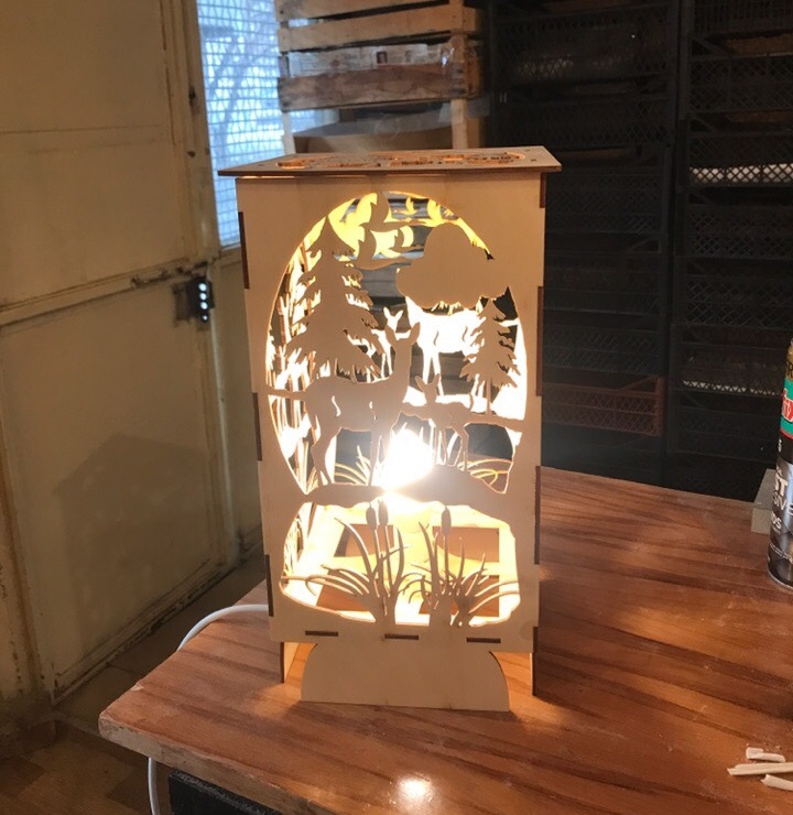 Bambi Forest Light Lamp For Laser Cutting Free Vector File