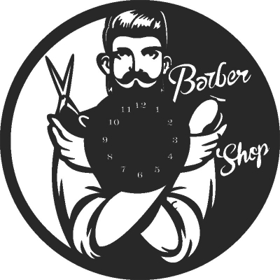 Barber Wall Clock Vinyle Free Vector File