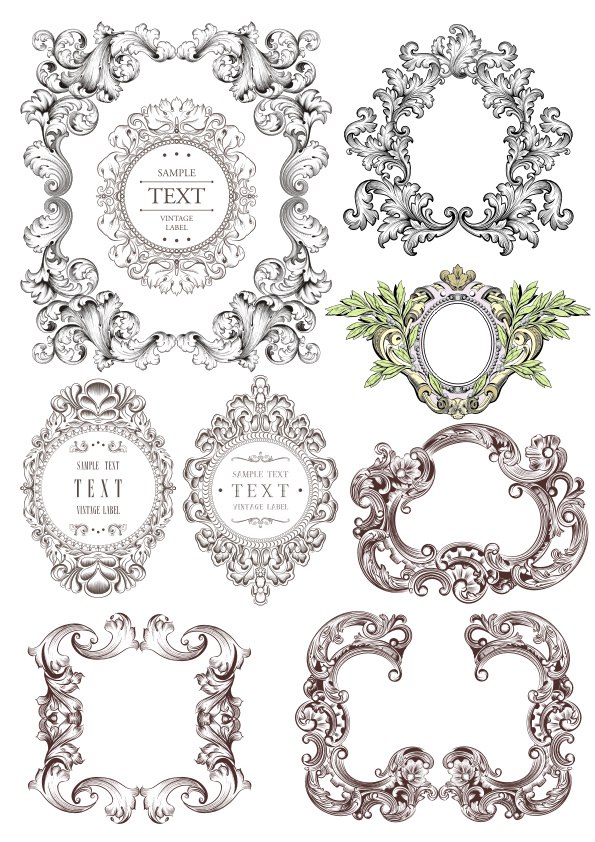 Baroque Frames Set Free Vector File