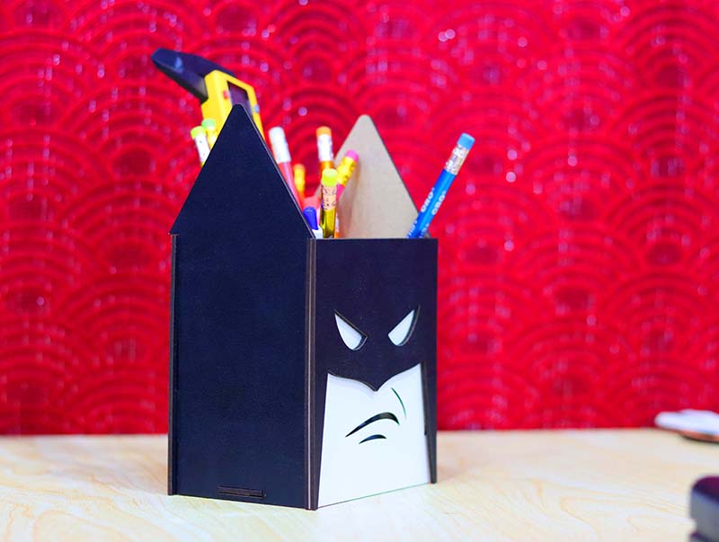 Batman Pencil Holder Superhero Pen Gift Box For Kids 3mm Laser Cut Free Vector File