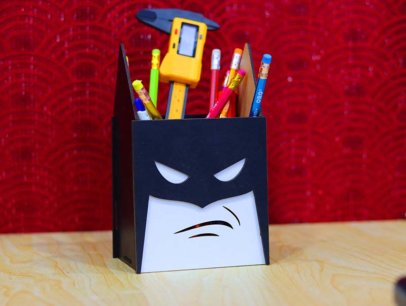 Batman Pencil Holder Superhero Pen Gift Box For Kids 3mm Laser Cut Free DXF File