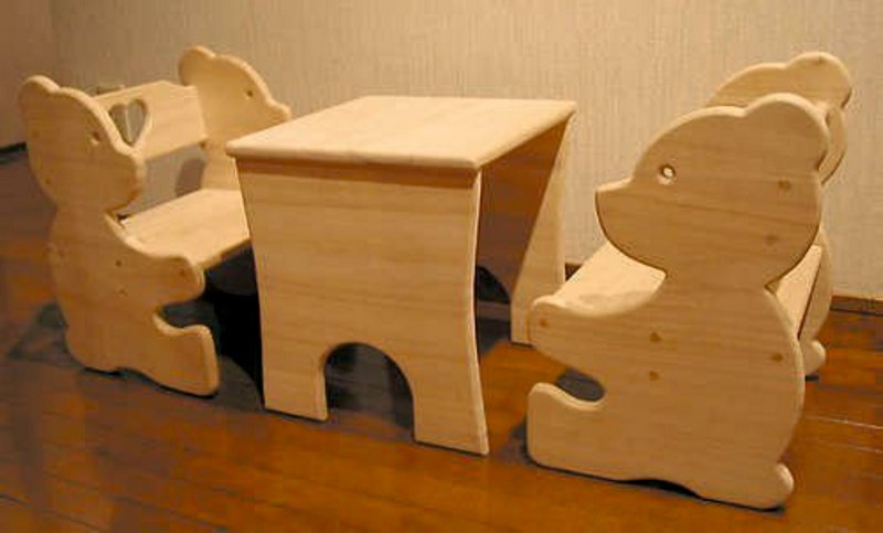 Bear Chair And Table Set For Kids Free DXF File