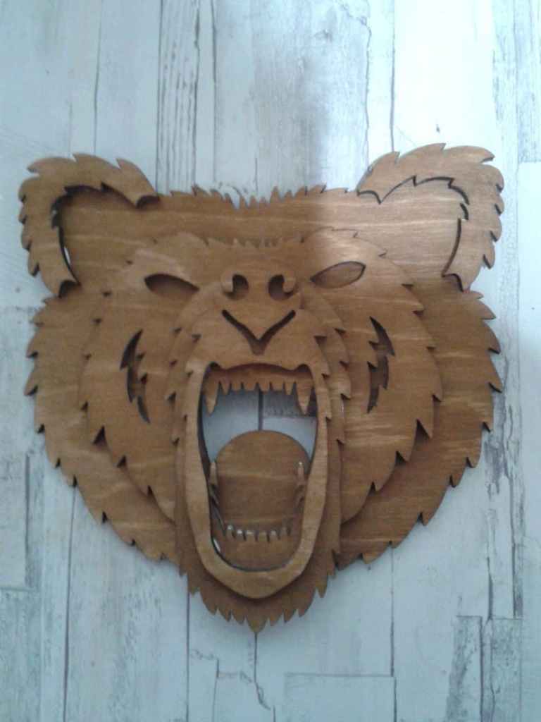 Bear Head For Laser Cutting Free DXF File