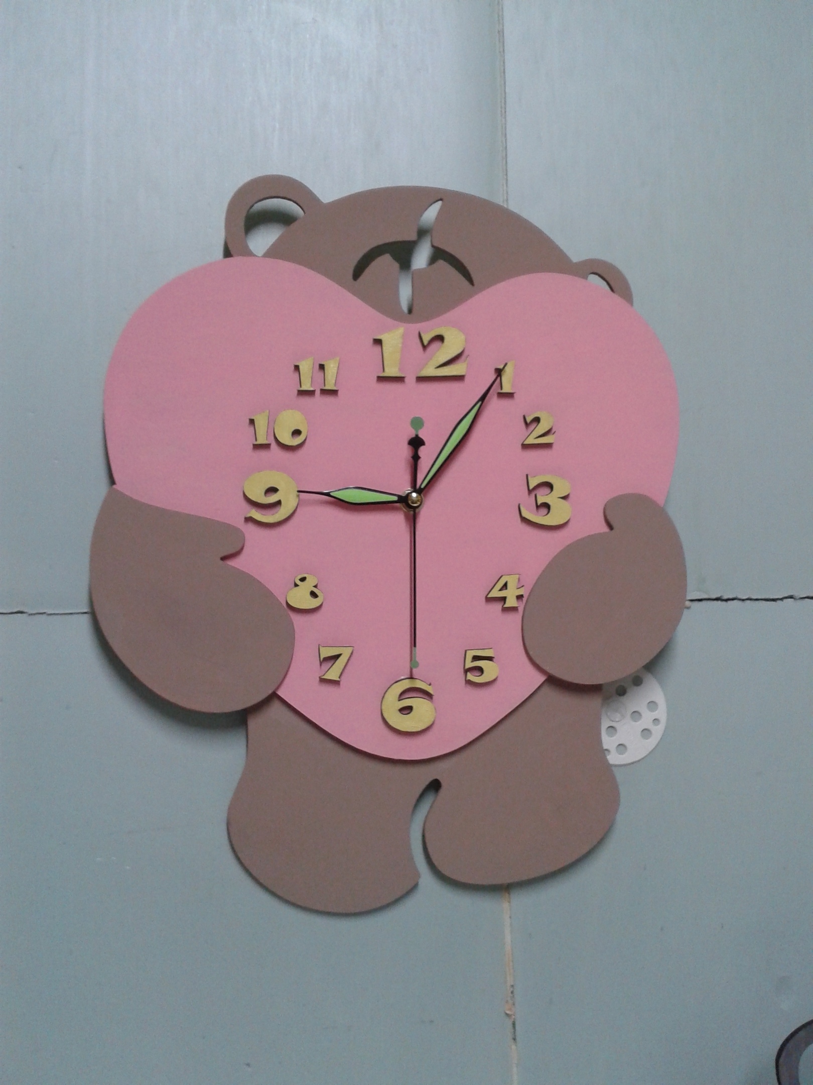 Bear Heart Wall Clock Laser Cut 3d Puzzle Free Vector File