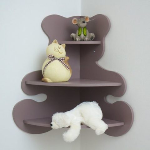 Bear Shaped Corner Shelf For Kids Room Laser Cut Free Vector File