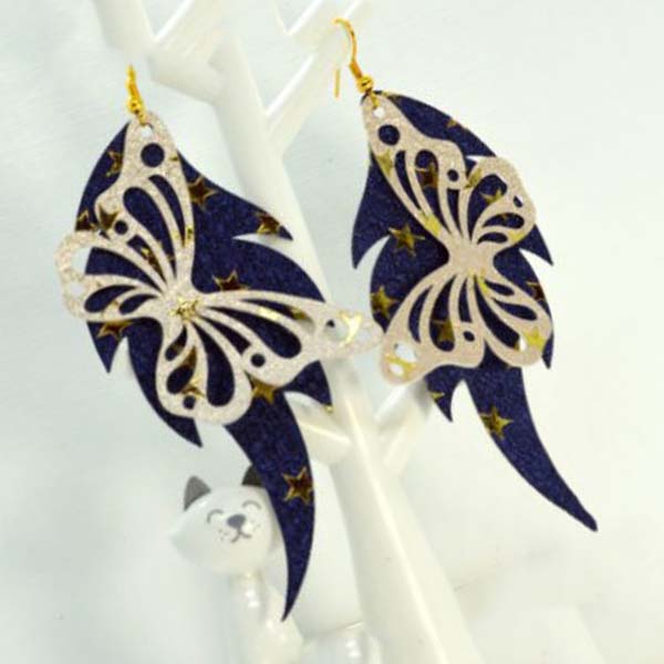 Beautiful Butterfly Earring Jewelry Template Laser Cut Free DXF File