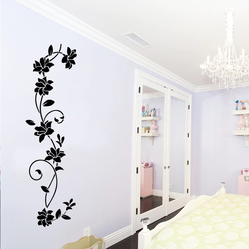 Black Flower Vine Wall Decor For Laser Cutting Free Vector File