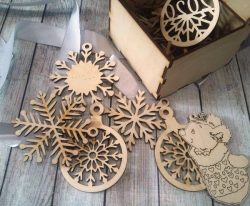 Box With Pine Ornaments For Laser Cut Free DXF File