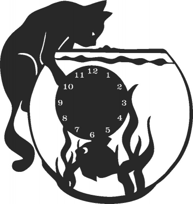 Bquarium Cat Clock Free Vector File