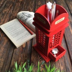 British Phone Booth Pencil Holder For Laser Cut Cnc Free Vector File