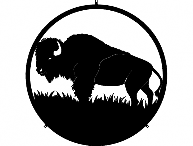 Buffalo In Circle Free DXF File