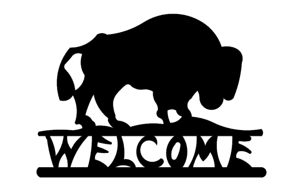 Buffalo Welcome Silhouette Free DXF File