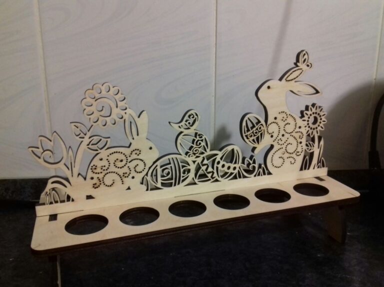 Bunnies Egg Holder Template For Laser Cut Free Vector File