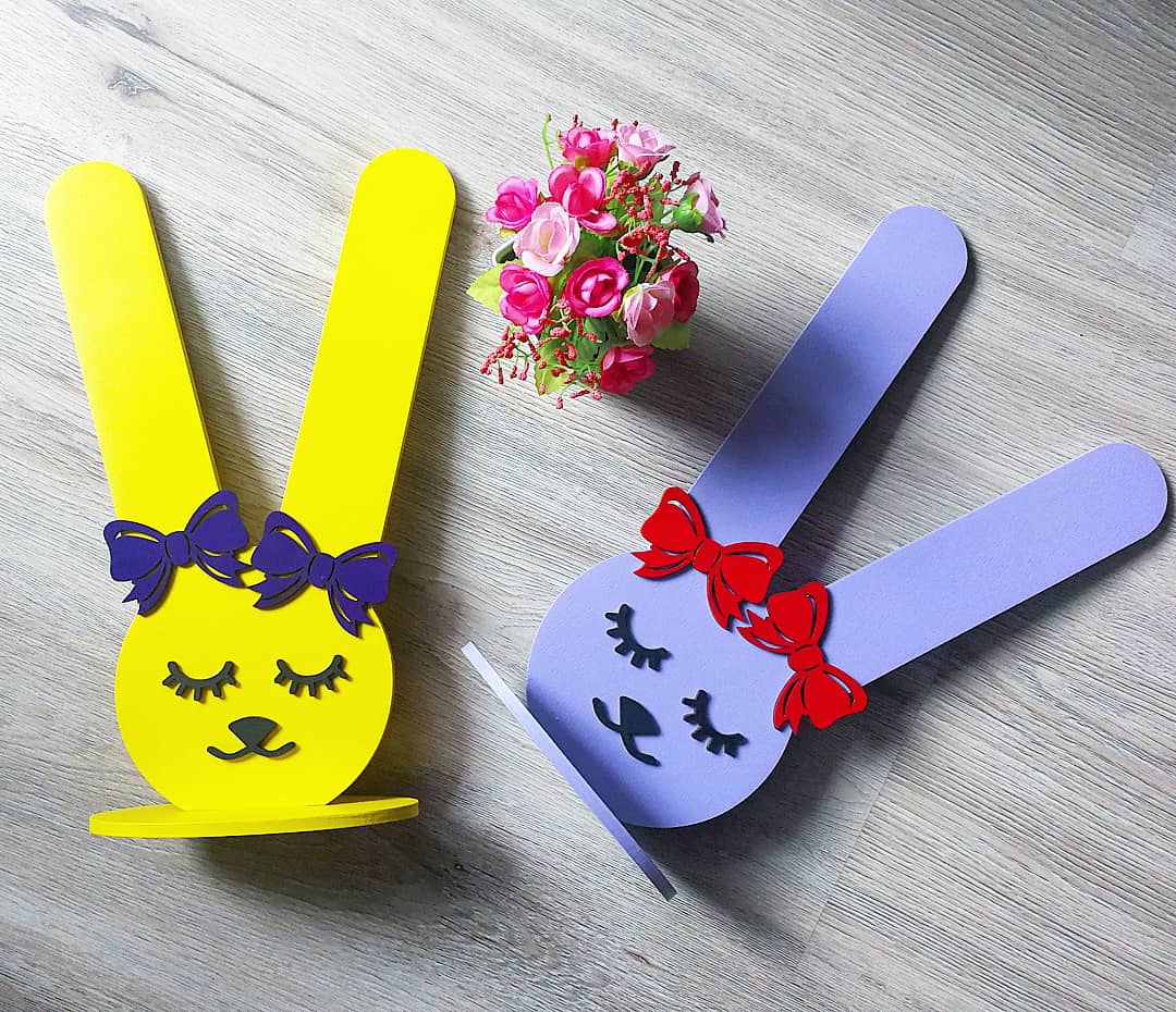 Bunny Rubber Band Holder For Laser Cutting Free Vector File