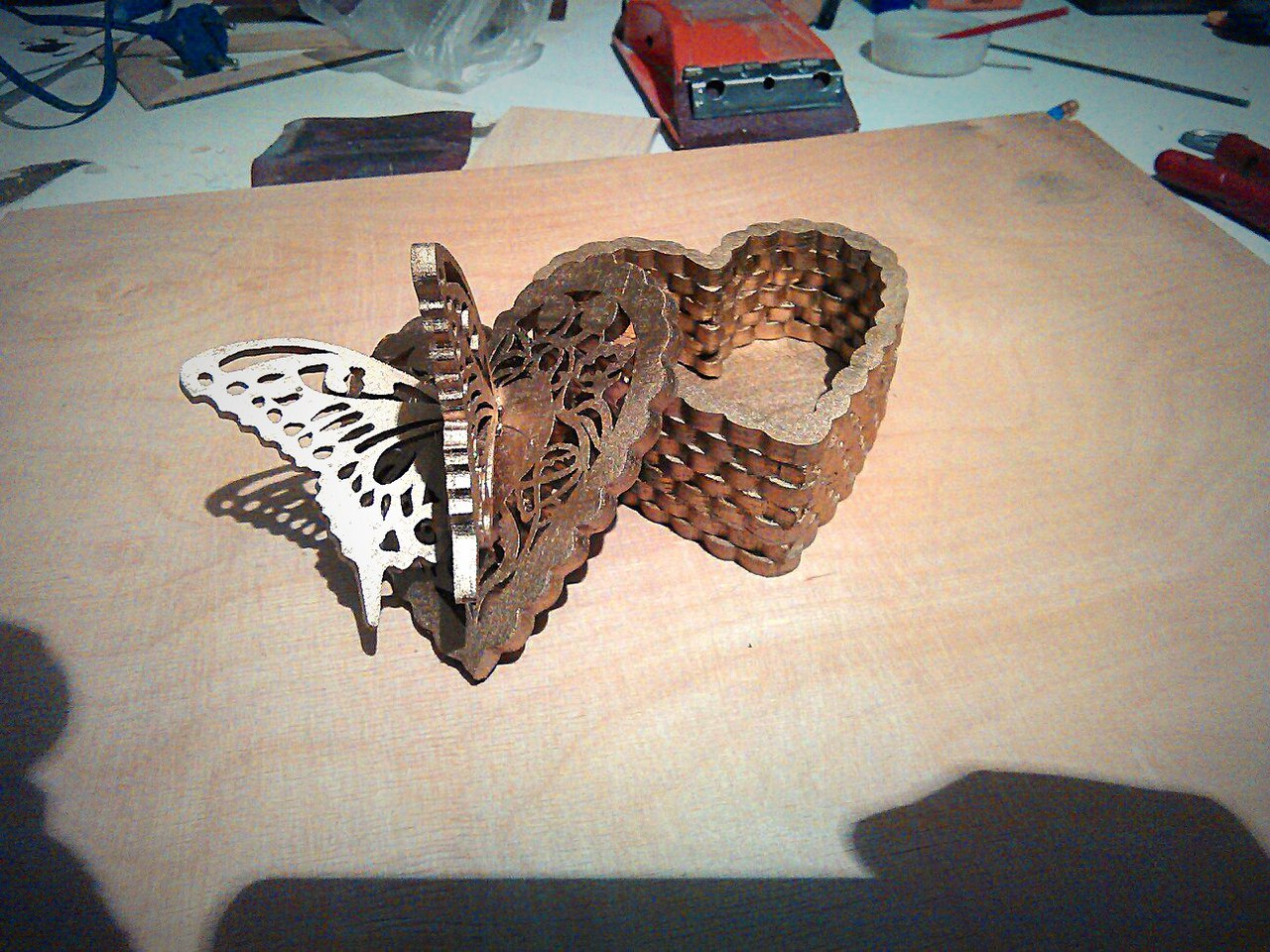 Butterfly Heart Box Free DXF File