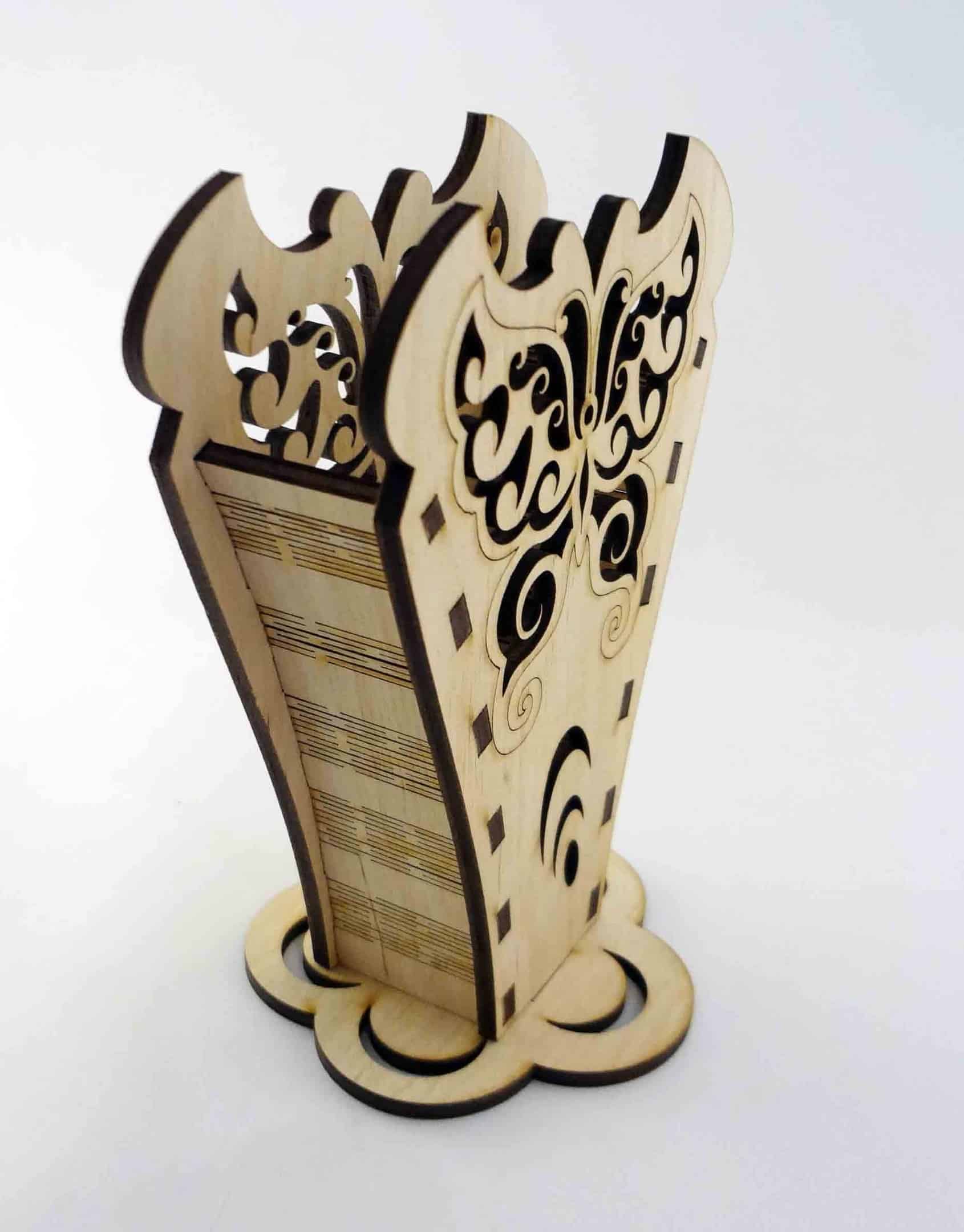 Butterfly Pencil Holder Brush Holder Flower Pot Laser Cut Free Vector File