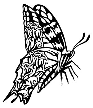 Butterfly Scene Flying Free DXF File