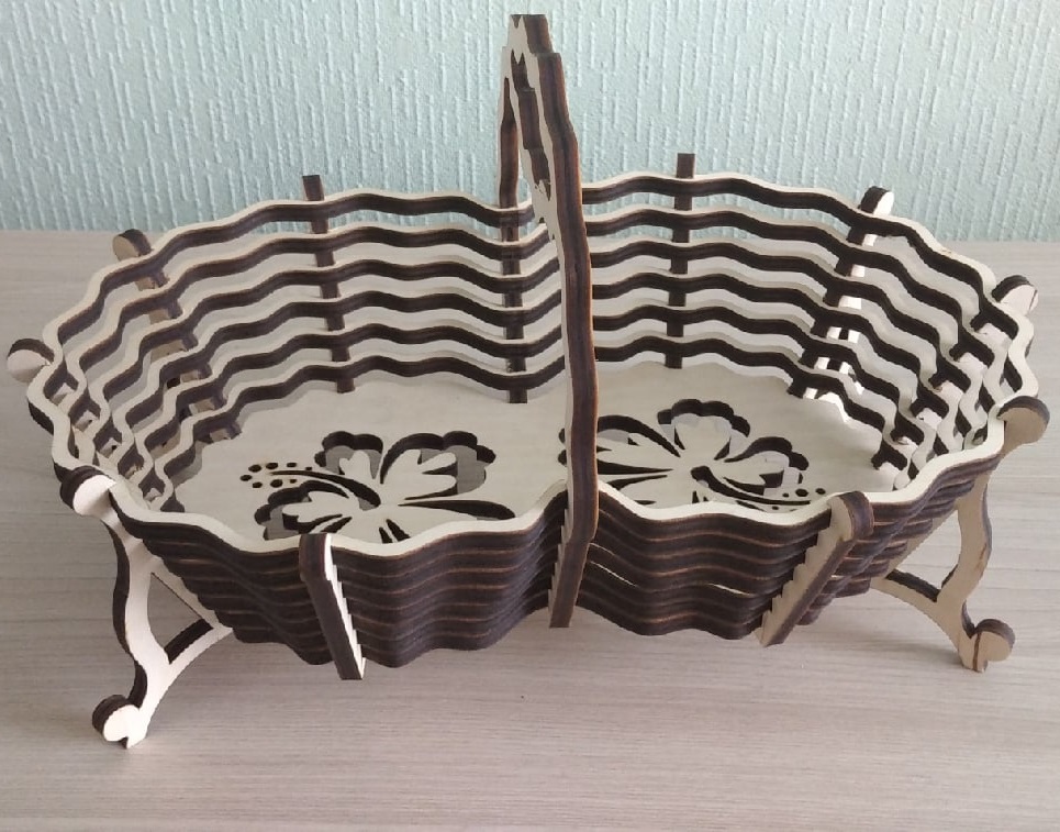Candy Basket With Handle For Laser Cut Free Vector File